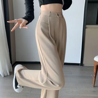 High Waist Plain Wide Leg Dress Pants Product Image