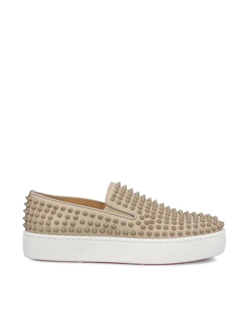 CHRISTIAN LOUBOUTIN Spikeboat Slip-on Sneaker In Beige Product Image