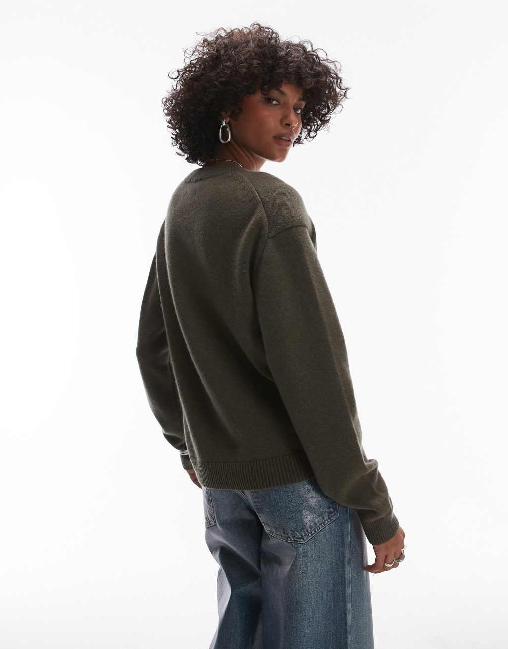 & Other Stories knit wool sweater in khaki green Product Image