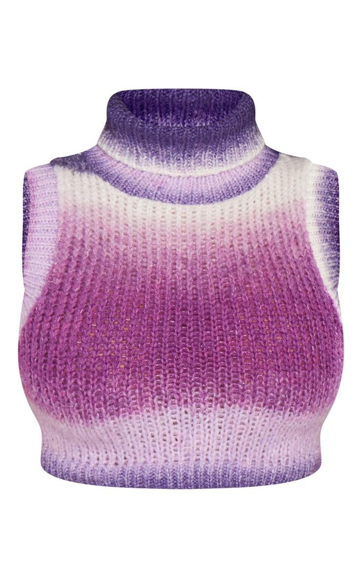  Shape Dark Purple Ombre Knit Cropped Sleeveless Sweater Product Image