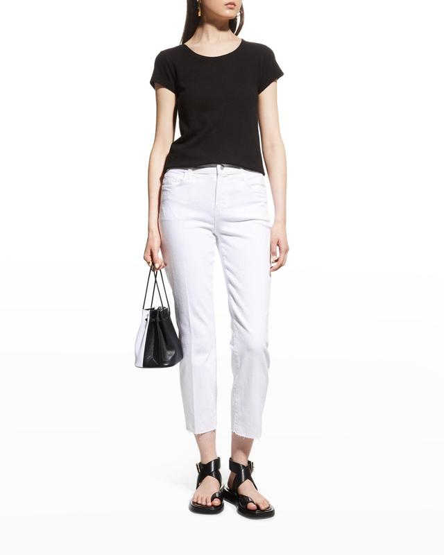 LAgence Sada High Rise Cropped Straight Jeans in Blanc Product Image