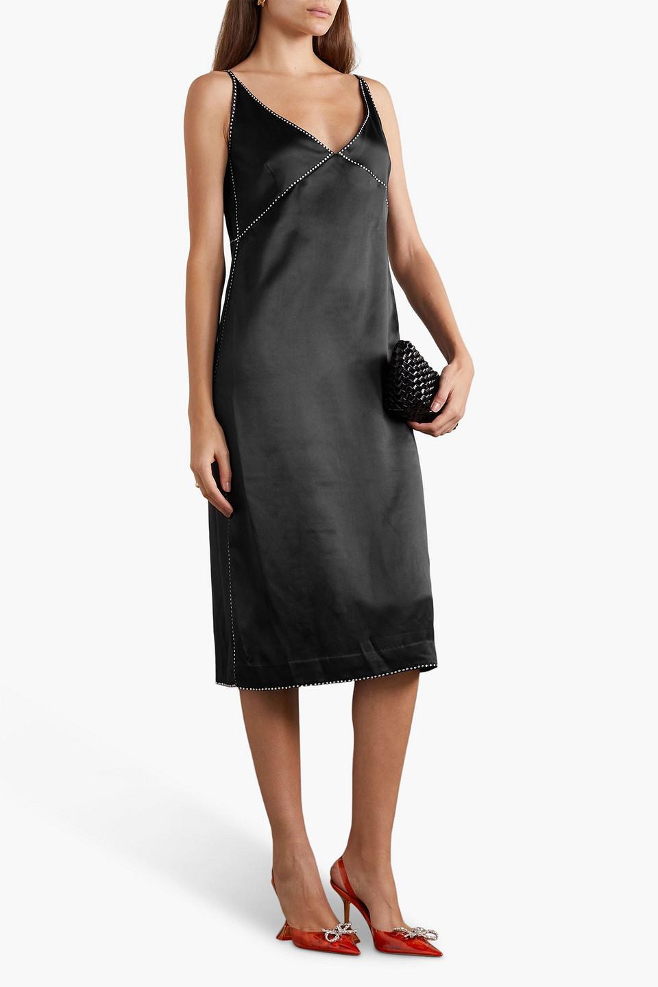 Dana Crystal-embellished Silk-satin Midi Dress In Black Product Image