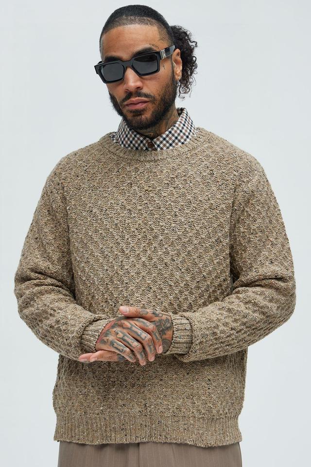 Who's He Textured Crewneck Sweater - Taupe Product Image