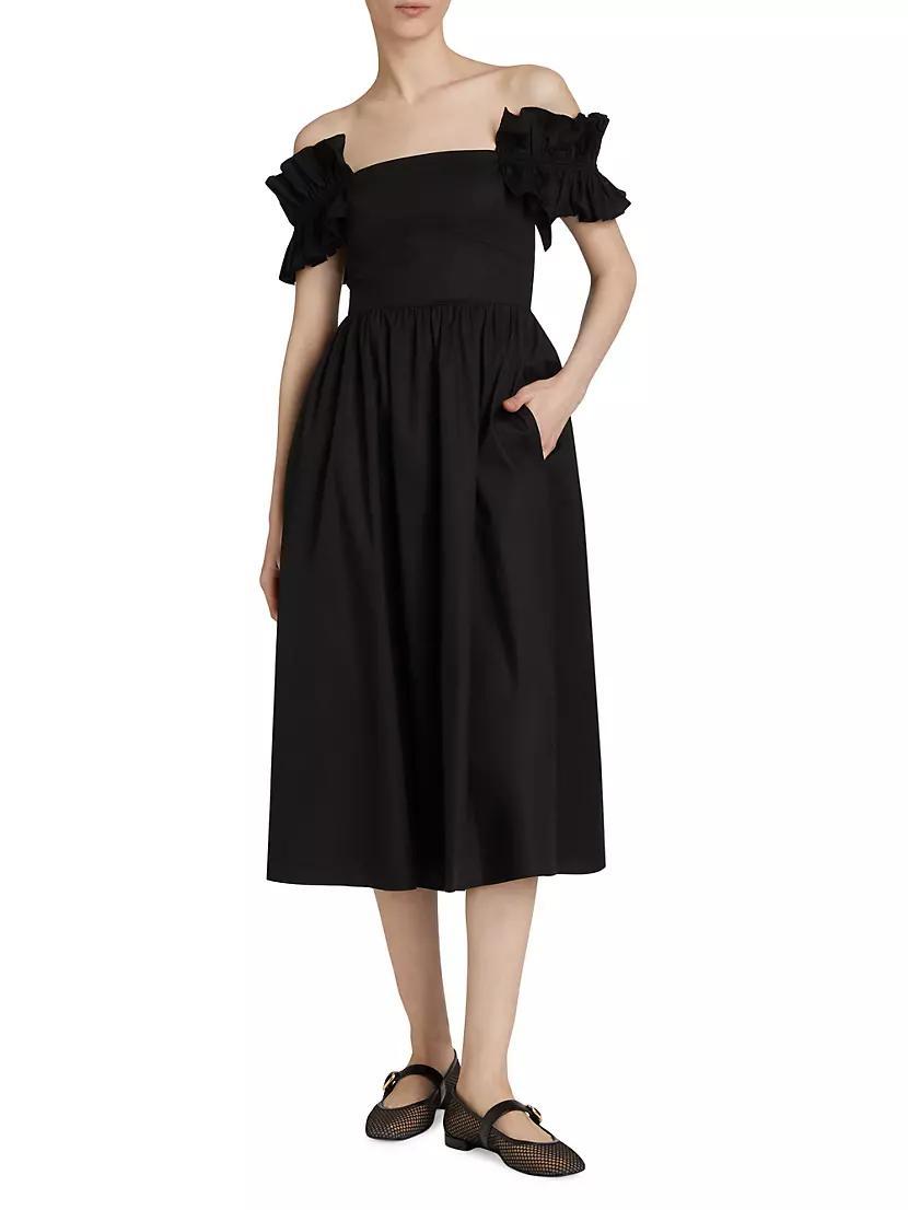 Anais Ruffle-Sleeve Midi-Dress Product Image