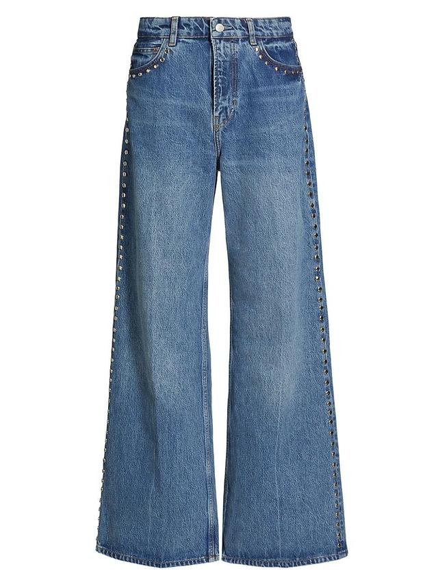 Womens Cary Studded Wide-Leg Jeans Product Image