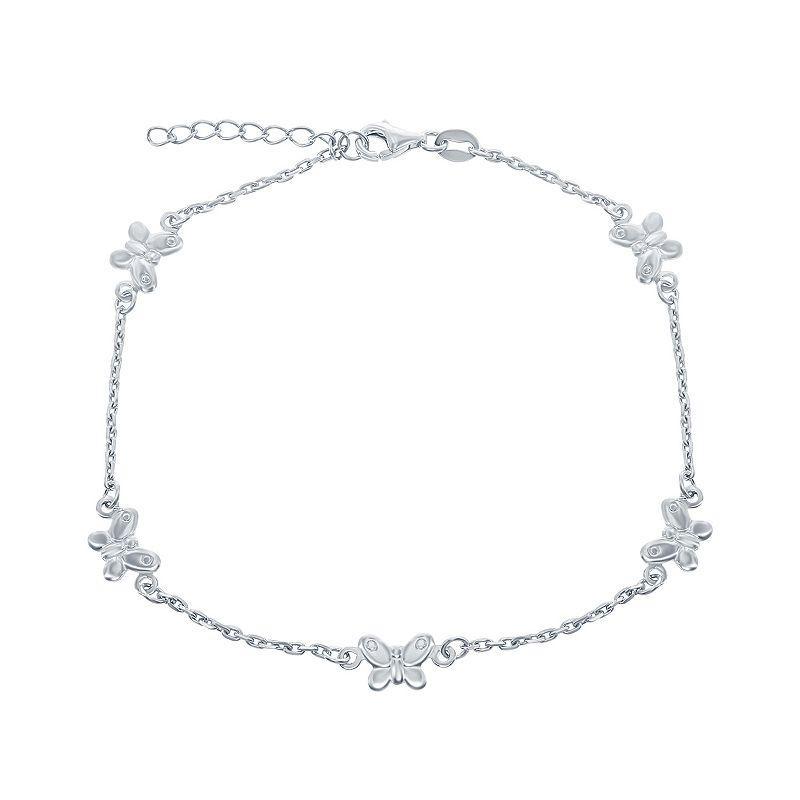 Sterling Silver Butterfly Anklet - Silver Product Image