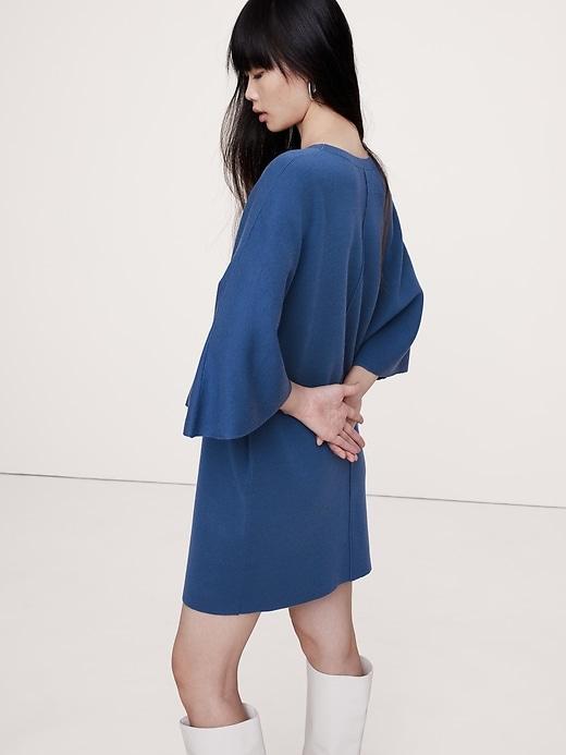 Merino Flutter-Sleeve Mini Sweater Dress Product Image