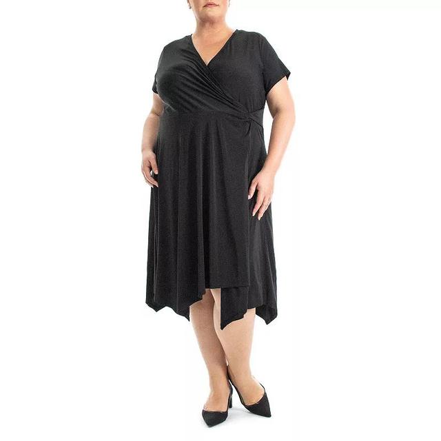 Plus Size Nina Leonard Uneven Hem Dress, Womens Black Product Image