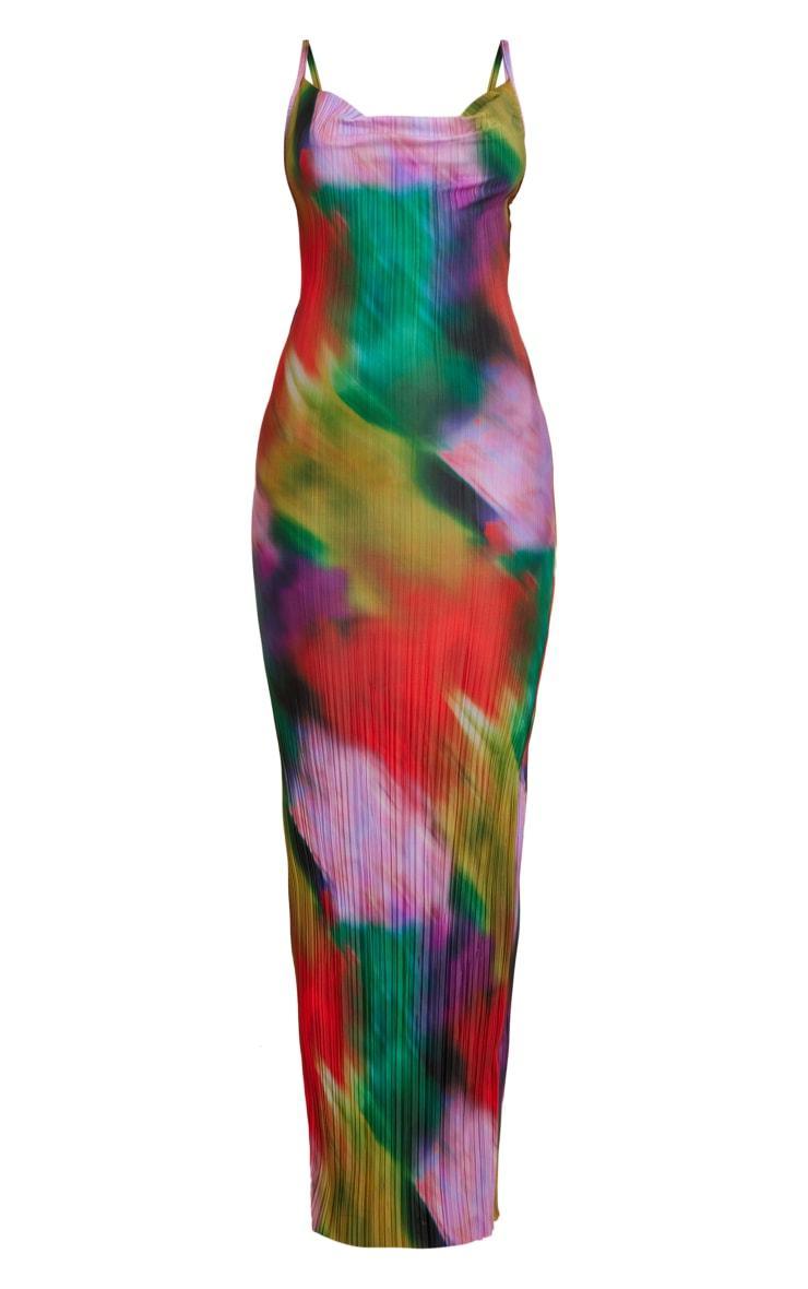 Multi Printed Plisse Strappy Maxi Dress Product Image