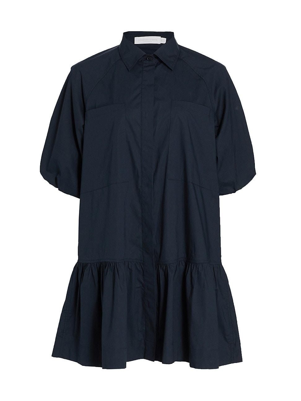 Crissy Puff-Sleeve Cotton Poplin Mini Shirtdress Product Image