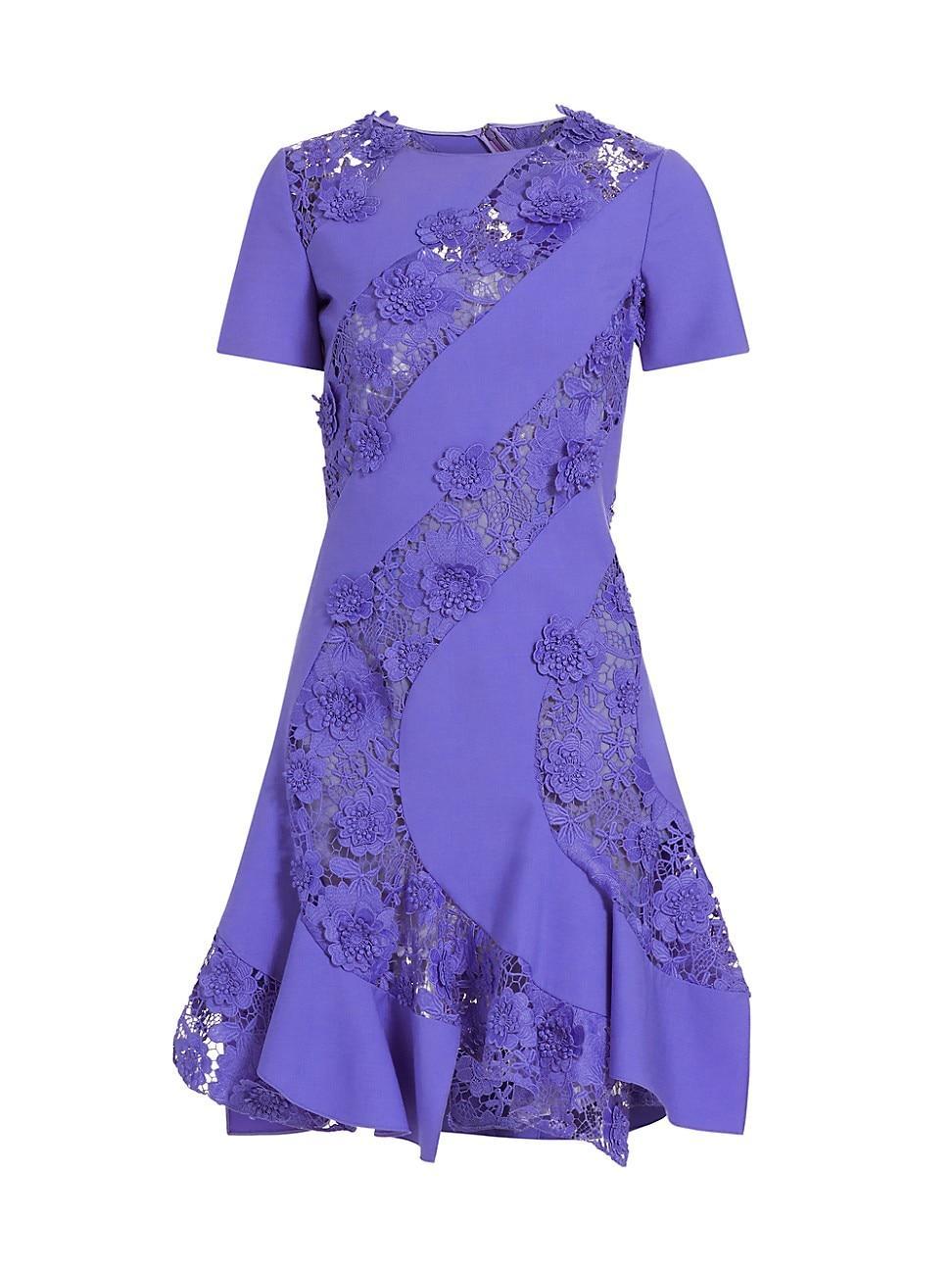 Womens Stretch-Wool Floral Guipure Lace Minidress Product Image