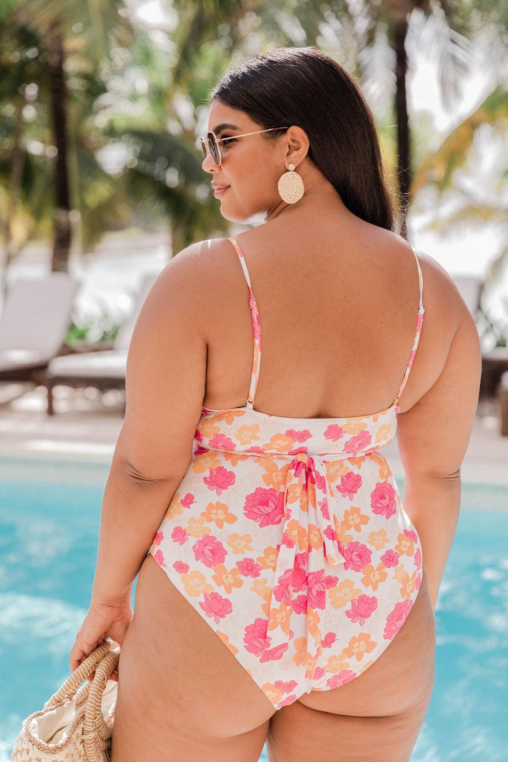 Caribbean Crush Pink/Orange Floral Swimsuit FINAL SALE Product Image