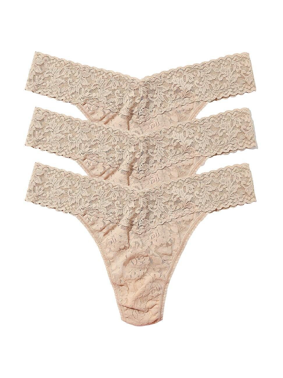 Three-Pack Original-Rise Signature Lace Thong Product Image