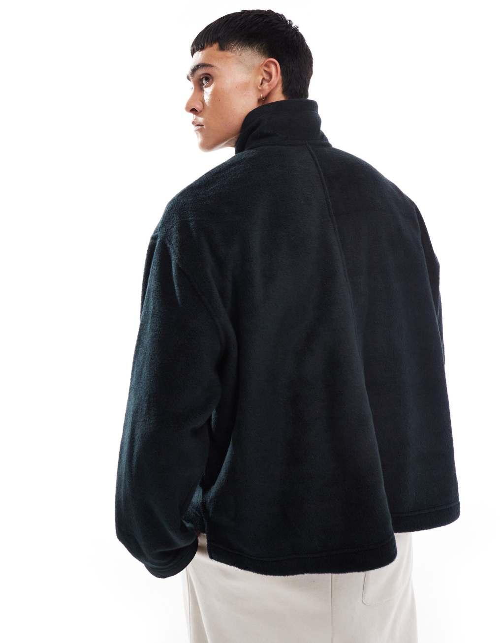 ASOS DESIGN extreme oversized fleece sweatshirt with half zip in black Product Image