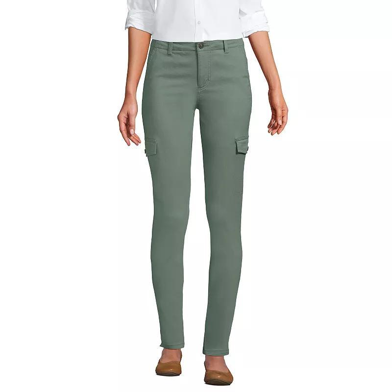 Womens Lands End Mid Rise Slim Cargo Chino Pants Product Image