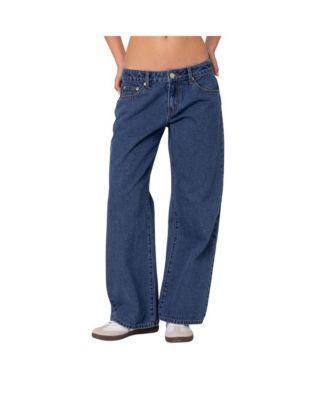 Edikted Womens Raelynn Washed Low Rise Jeans Product Image