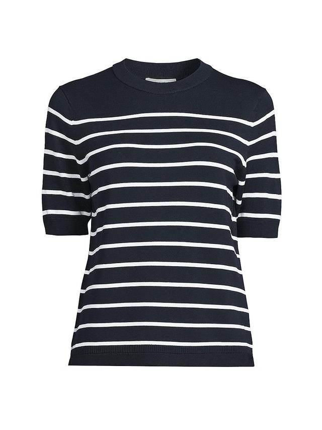 Womens Matte Crepe Striped Short-Sleeve Sweater Product Image