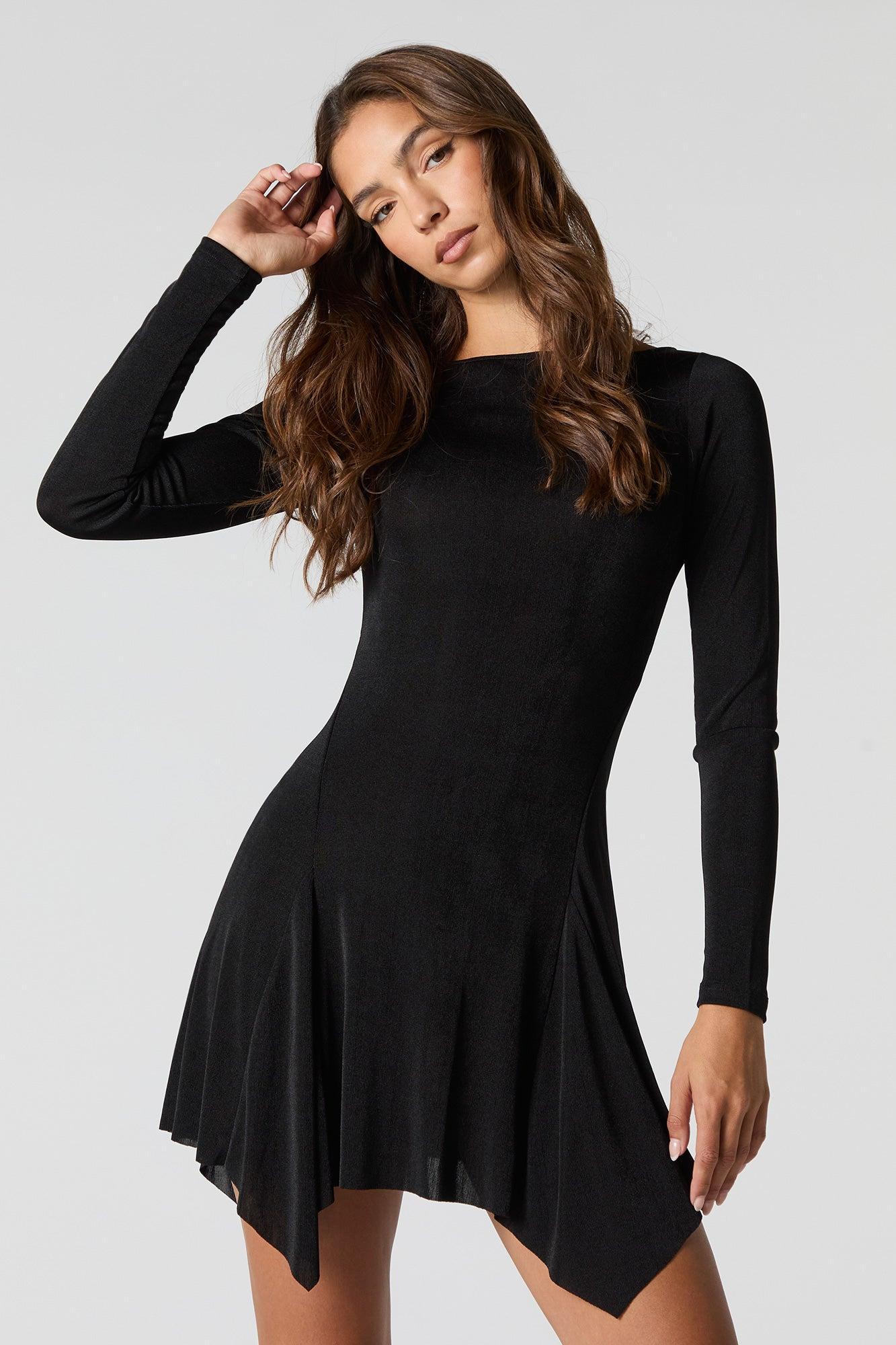 Asymmetrical Slinky Mini Dress Female Product Image