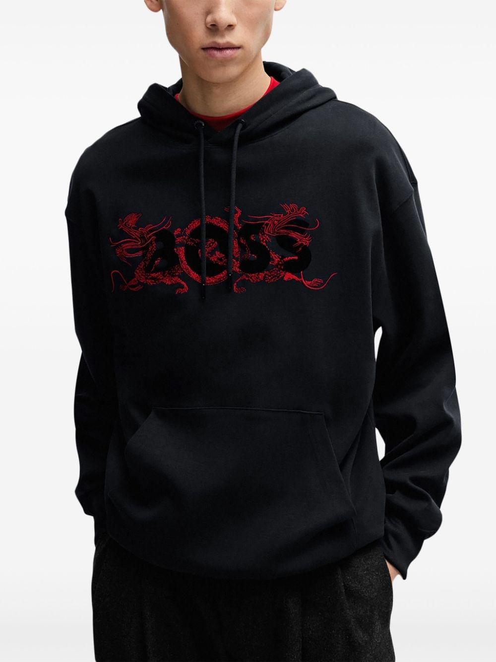 Logo-appliqué Drawstring Hoodie In Black Product Image