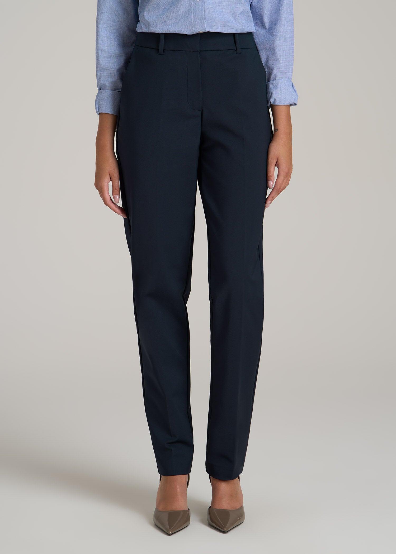 Flat Front Tapered Dress Pants for Tall Women in True Navy Product Image