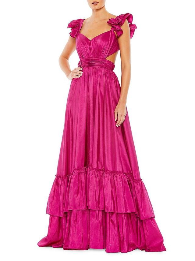 Womens Ieena Cut-Out Ruffled Satin Gown Product Image