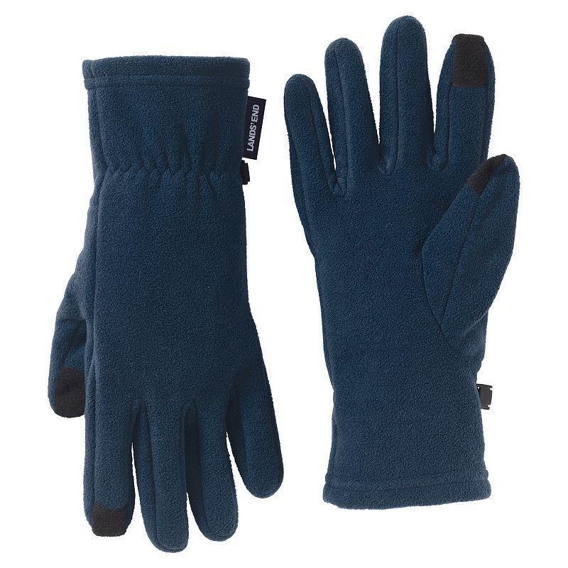 Mens Lands End T100 Fleece EZ Touch Gloves Dark Grey Heather Product Image