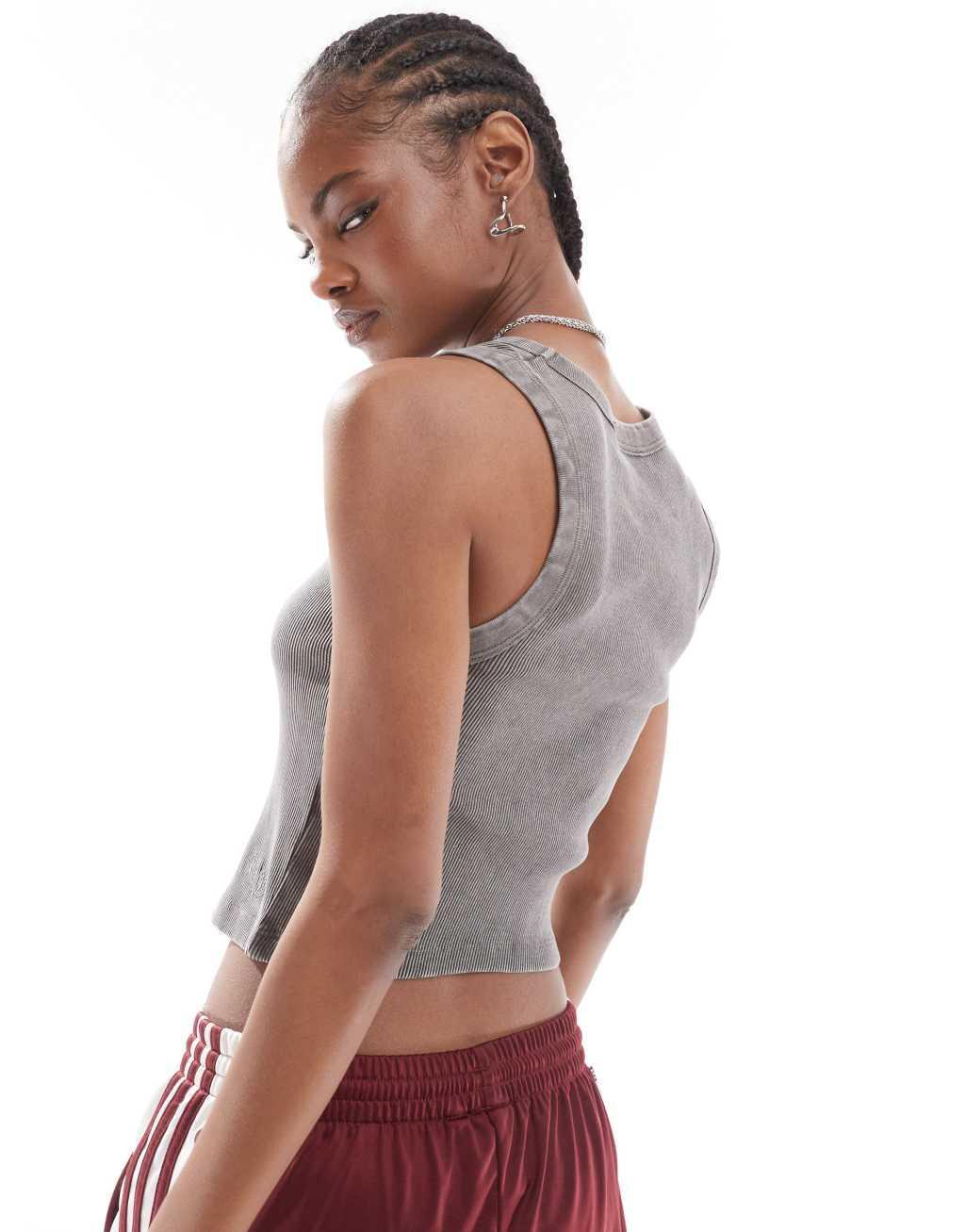 Reclaimed Vintage ribbed tank top in charcoal Product Image