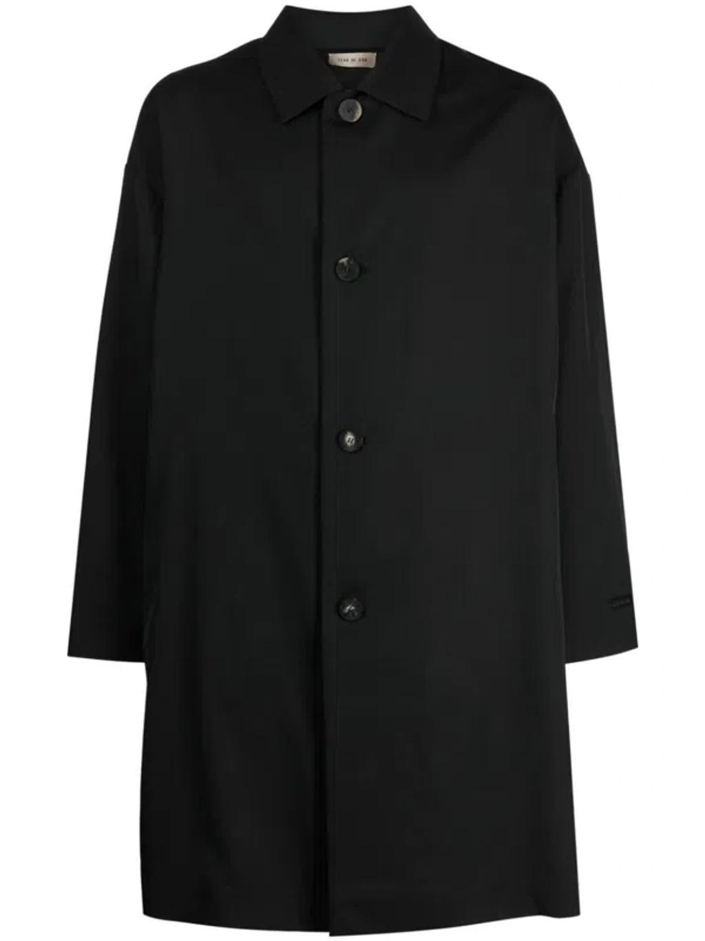 Mens Black Eternal Spread-collar Relaxed-fit Wool And Cotton-blend Coat Product Image