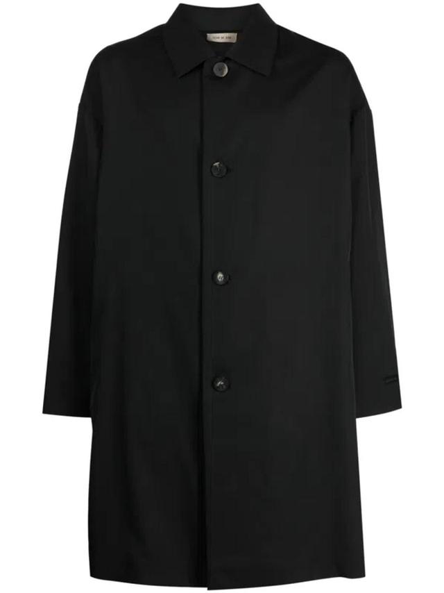 Mens Black Eternal Spread-collar Relaxed-fit Wool And Cotton-blend Coat Product Image