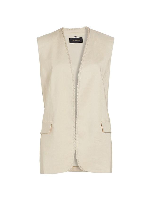 Womens Clairo Linen-Blend Embroidered Vest Product Image