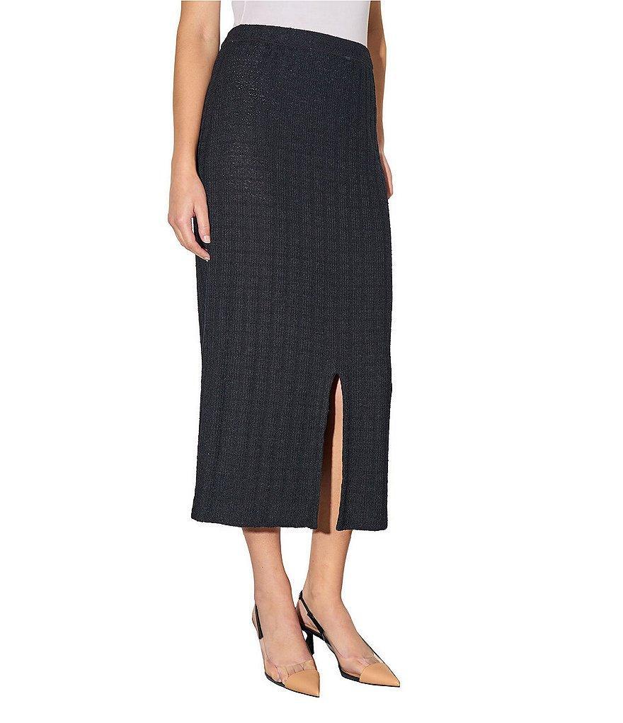 Ming Wang Textured Knit Front Slit Midi Skirt Product Image