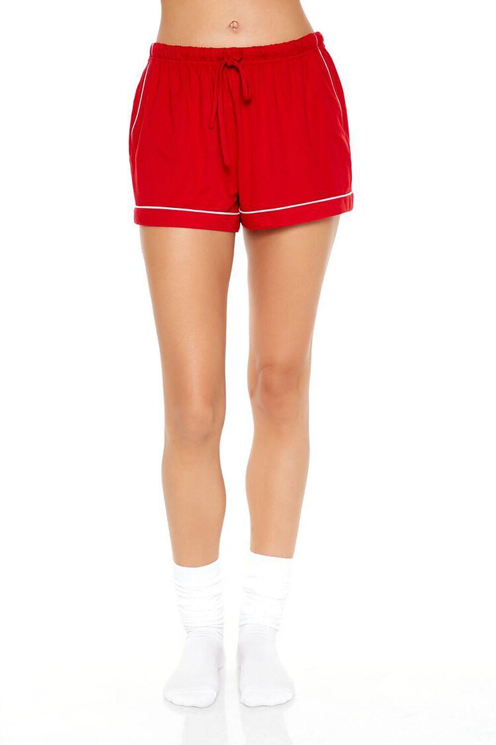 Piped-Trim Shirt & Shorts Pajama Set | Forever 21 Product Image