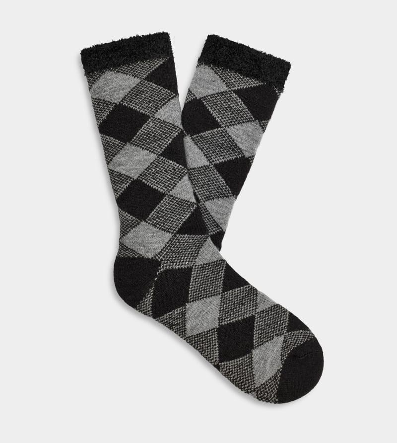 UGG Grady Fleece Lined Crew (Grey/Black) Men's Crew Cut Socks Shoes Product Image