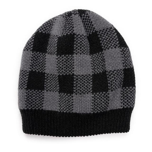 Mens MUK LUKS Heat Retainer Beanie, Silver Buffalo Check Product Image