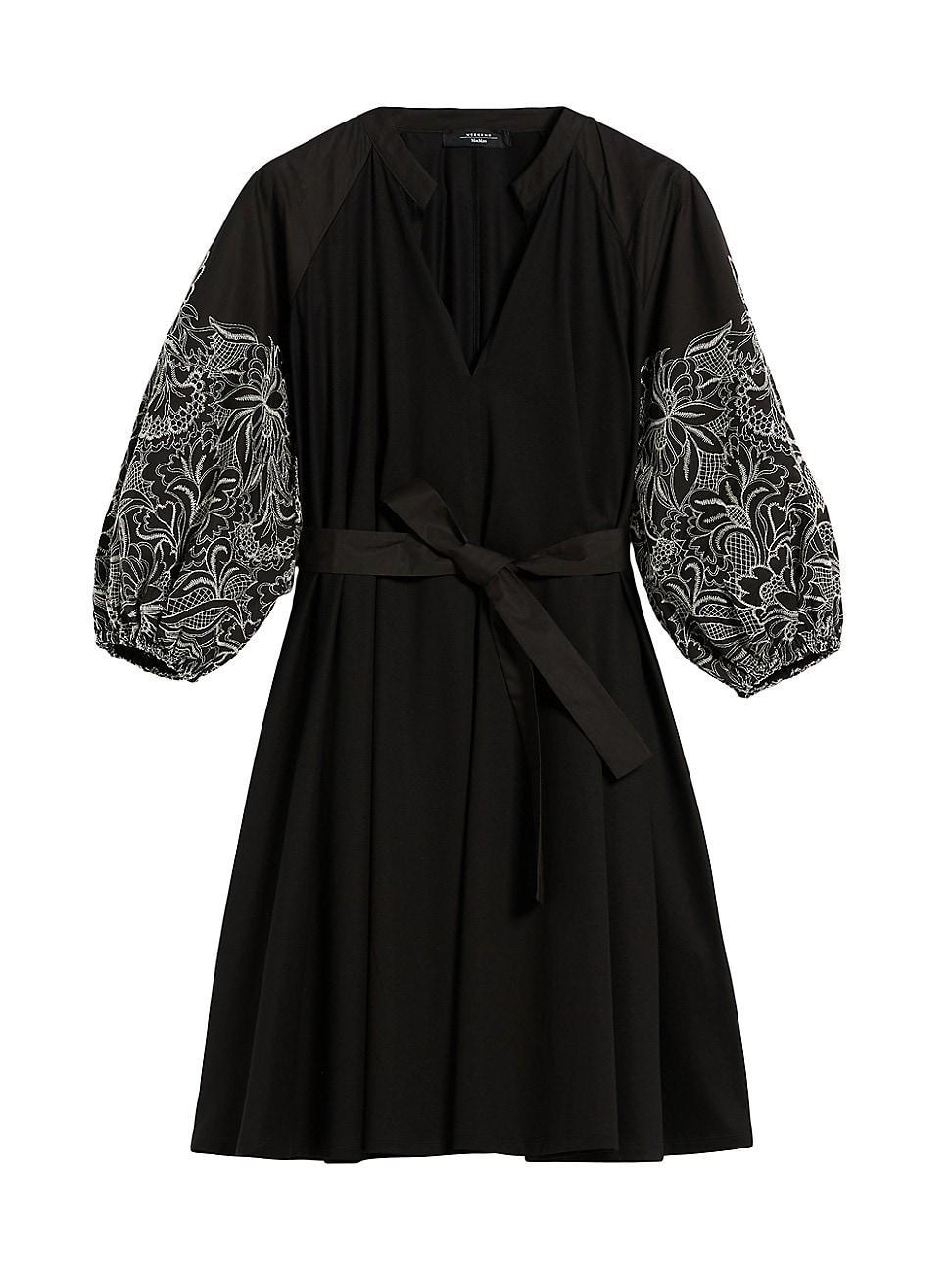 Weekend Max Mara Fingere Embroidered Sleeve Cotton Jersey Dress Product Image