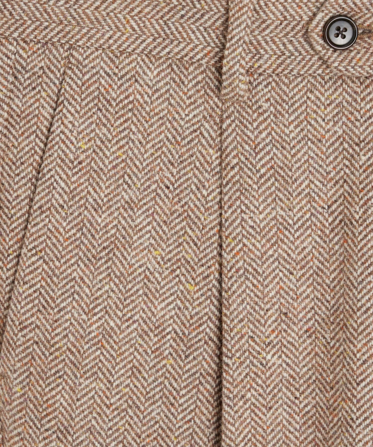 Italian Donegal Madison Trouser in Tan Herringbone Product Image