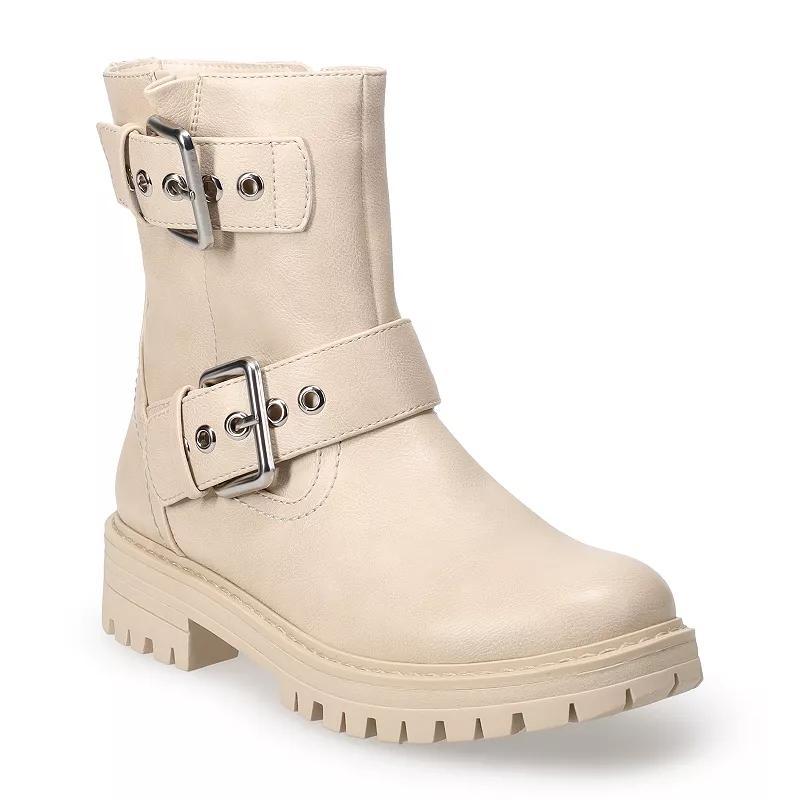 SO Dezirae Womens Combat Boots Ivory Product Image