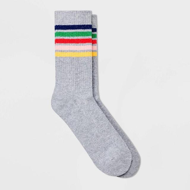 Mens Striped Rainbow Crew Socks 1pk - Original Use Gray 6-12 Product Image