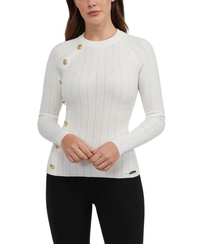 bebe Womens Long Sleeve Top with Snap Buttons Product Image