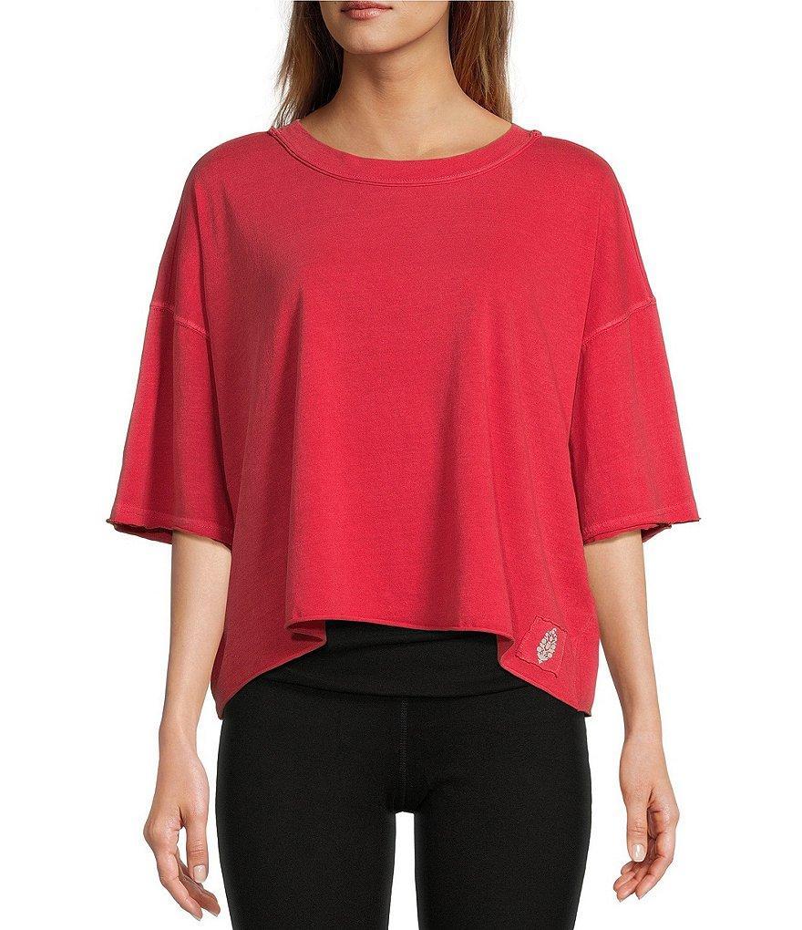 Free People FP Movement Crew Neck Short Sleeve Inspire Oversized Boxy Cropped Shirt Product Image