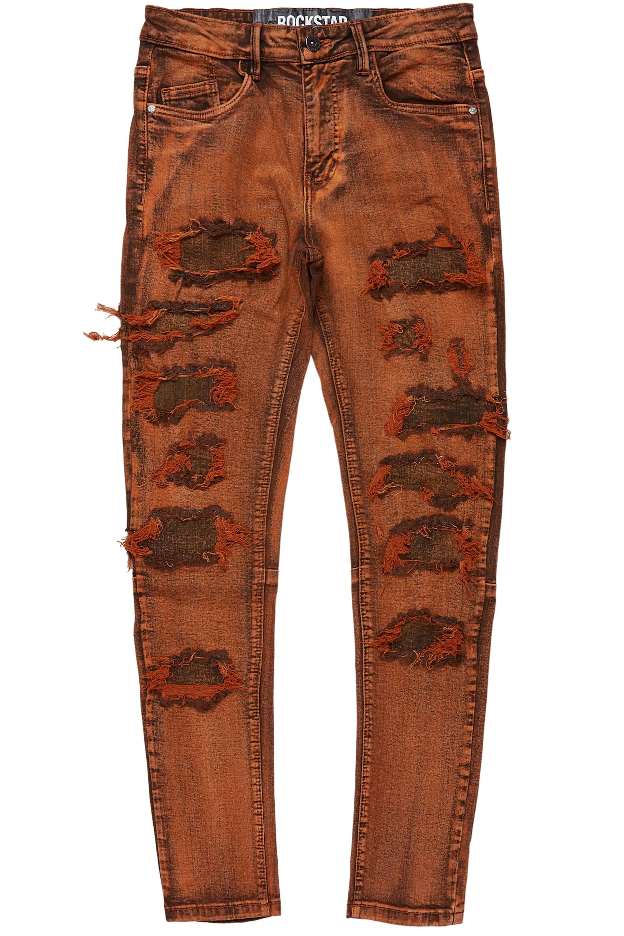 Dalit Orange Under Patch Skinny Fit Jean Male Product Image