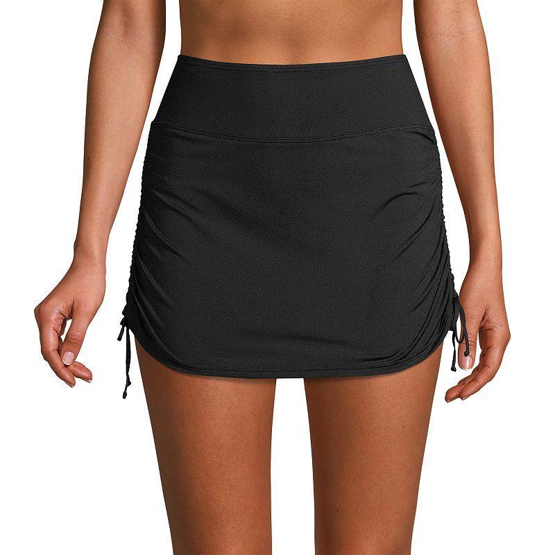 Womens Lands End Tummy Control UPF 50 Ruched-Side Swim Skirt Island Green Product Image