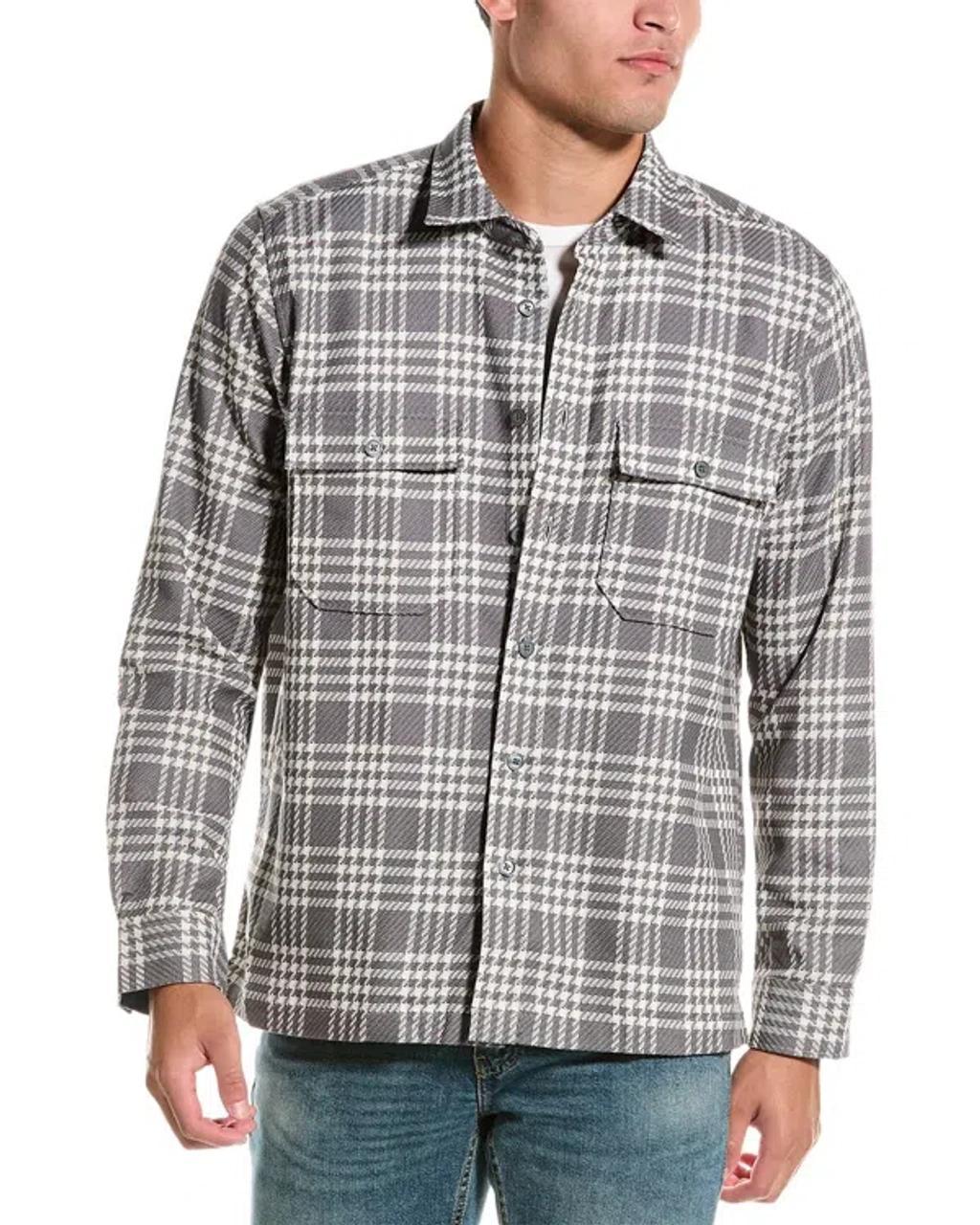 Textured Check Overshirt In Grey Product Image