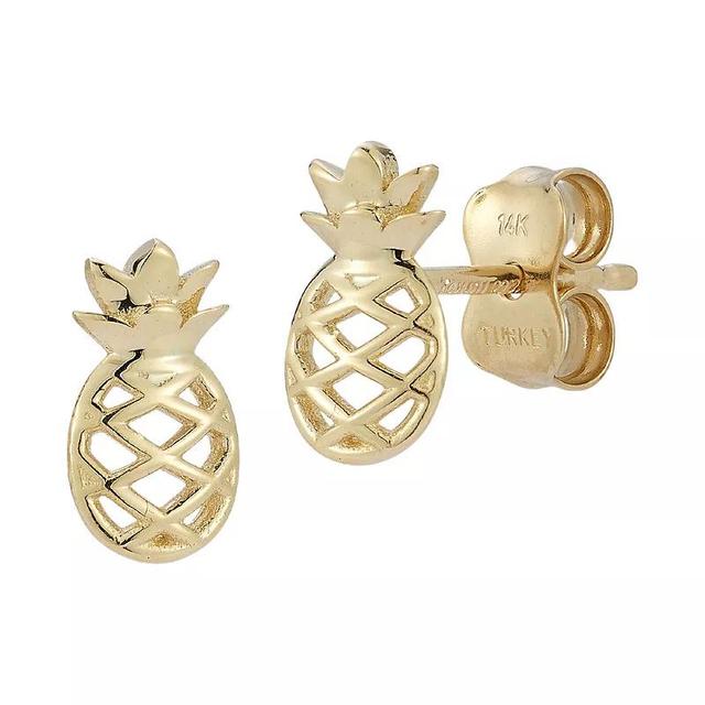 LUMINOR GOLD 14k Gold Pineapple Stud Earrings, Womens, Yellow Product Image