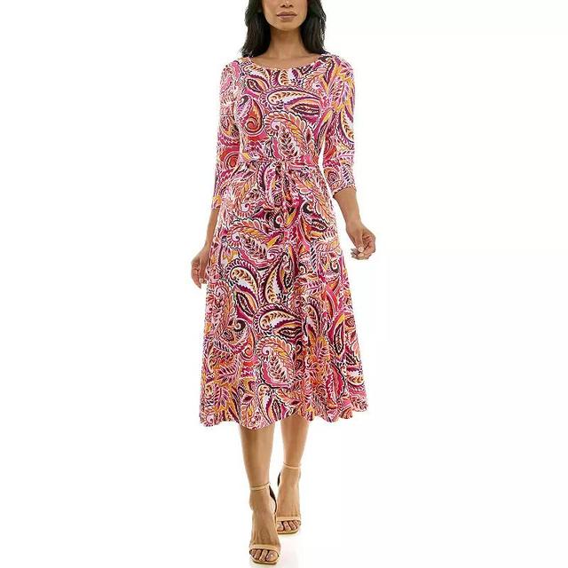 Womens Nina Leonard Sylvia Midi Dress With Belt Product Image