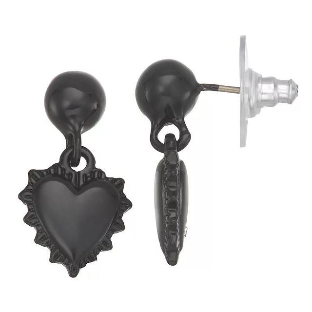 Simply Vera Vera Wang Post Heart Drop Earrings, Womens, Black Product Image