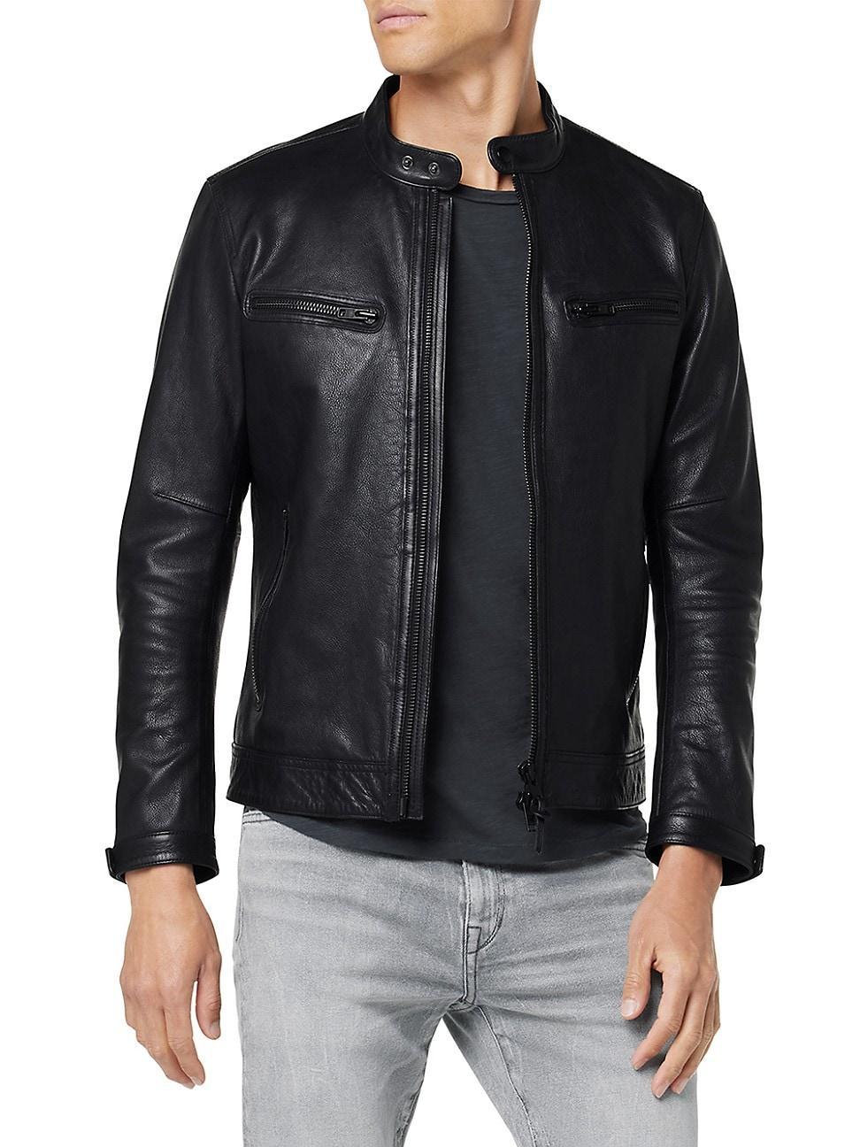 Mens Leather Moto Jacket Product Image