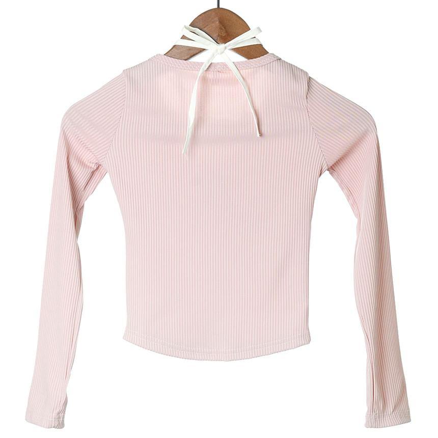 Long-Sleeve Plain Balletcore Crop Top / Mid Rise Tiered Mini Skirt Product Image