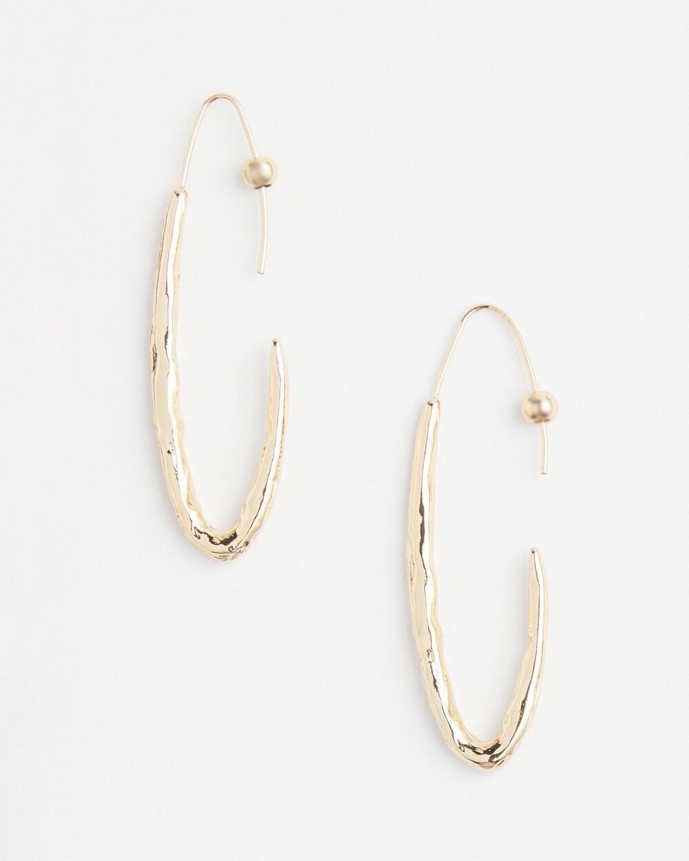 No Droop Gold Tone Textured Threader Hoop Earring   Chico's - Gold - Women Product Image