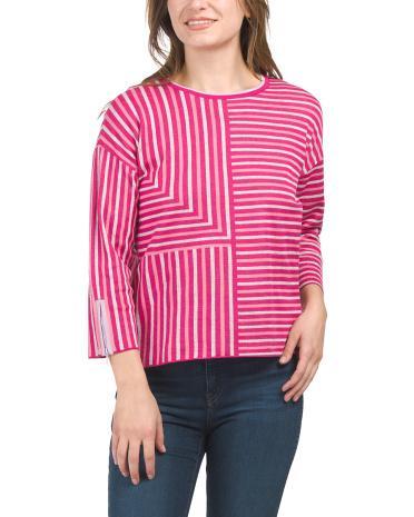 Pima Cotton Placed Stripe Sweater for Women Product Image